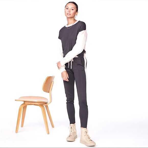 EUC MONROW Color Block Mock Neck Sweater & Jogger Set Sz. L - Picture 2 of 10